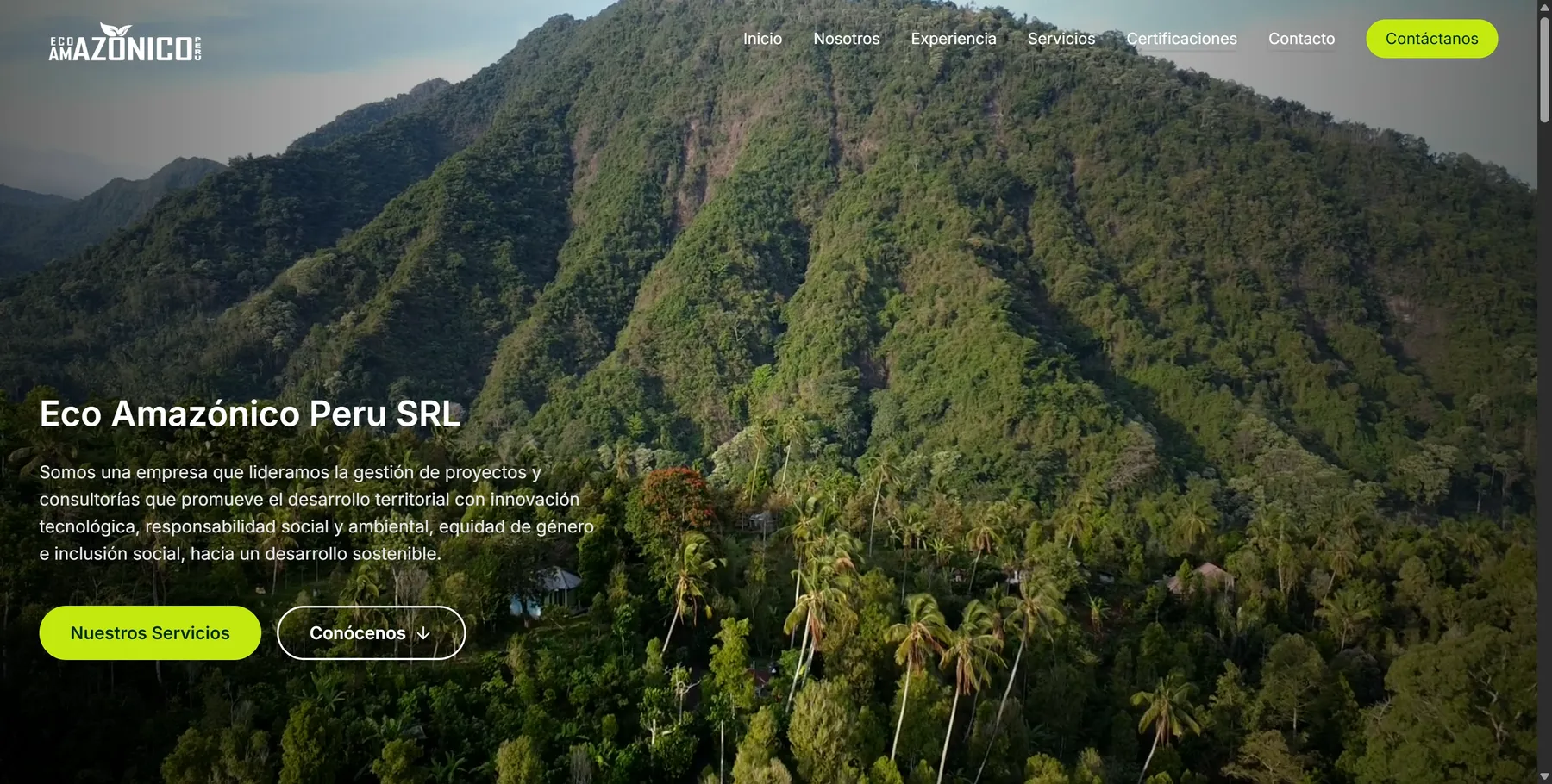 Captura de la página web de Eco Amazónico Perú