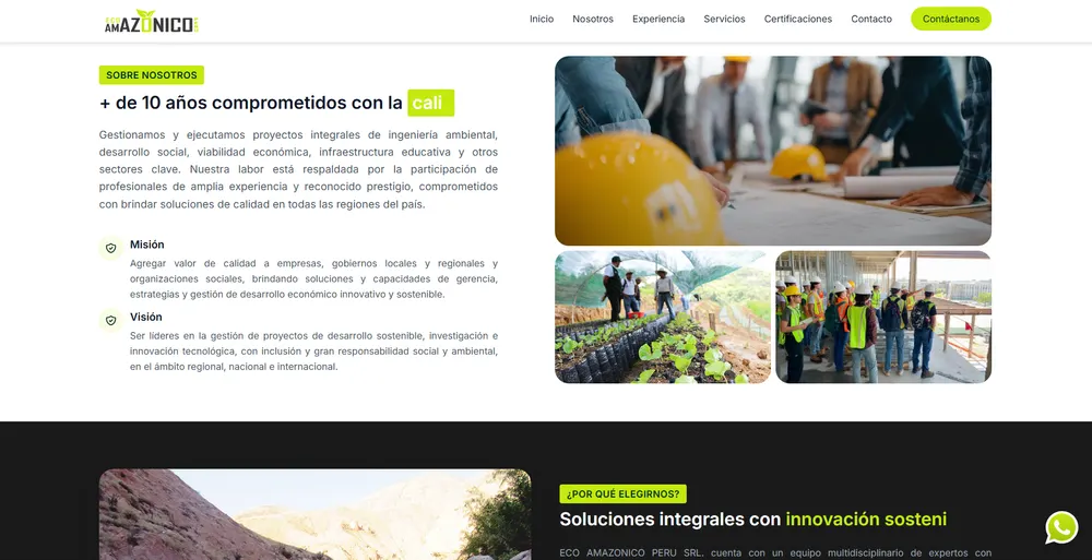 Eco Amazónico Perú: página web, vista 1