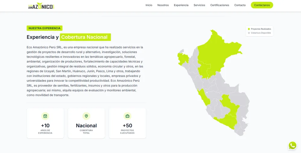 Eco Amazónico Perú: página web, vista 3