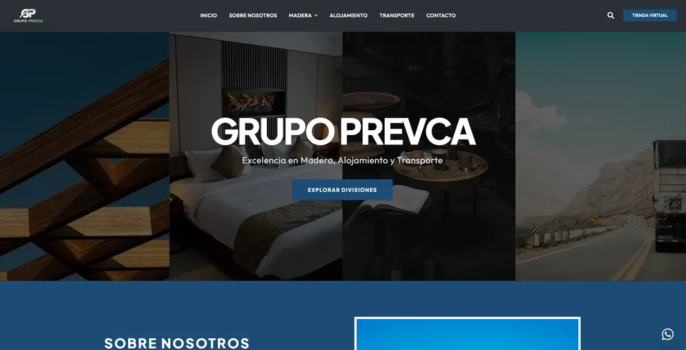 Grupo Prevca: página web, vista 1