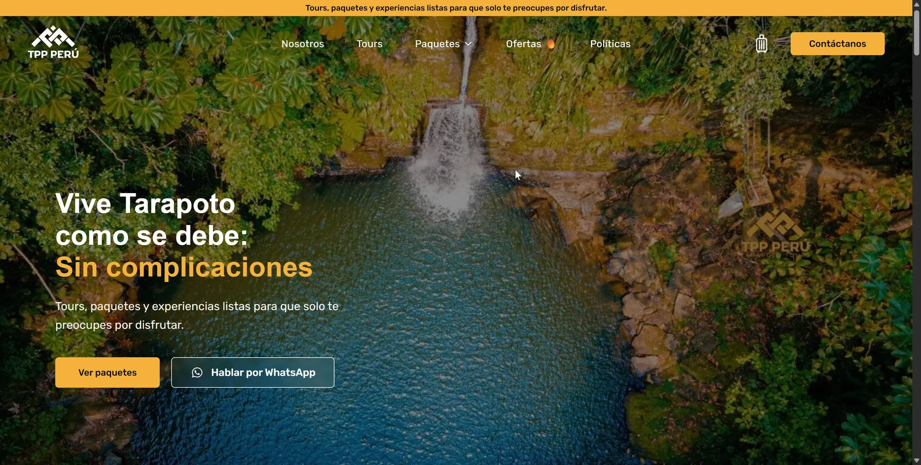 Captura de la página web de TPP Peru - Hotel y Tours